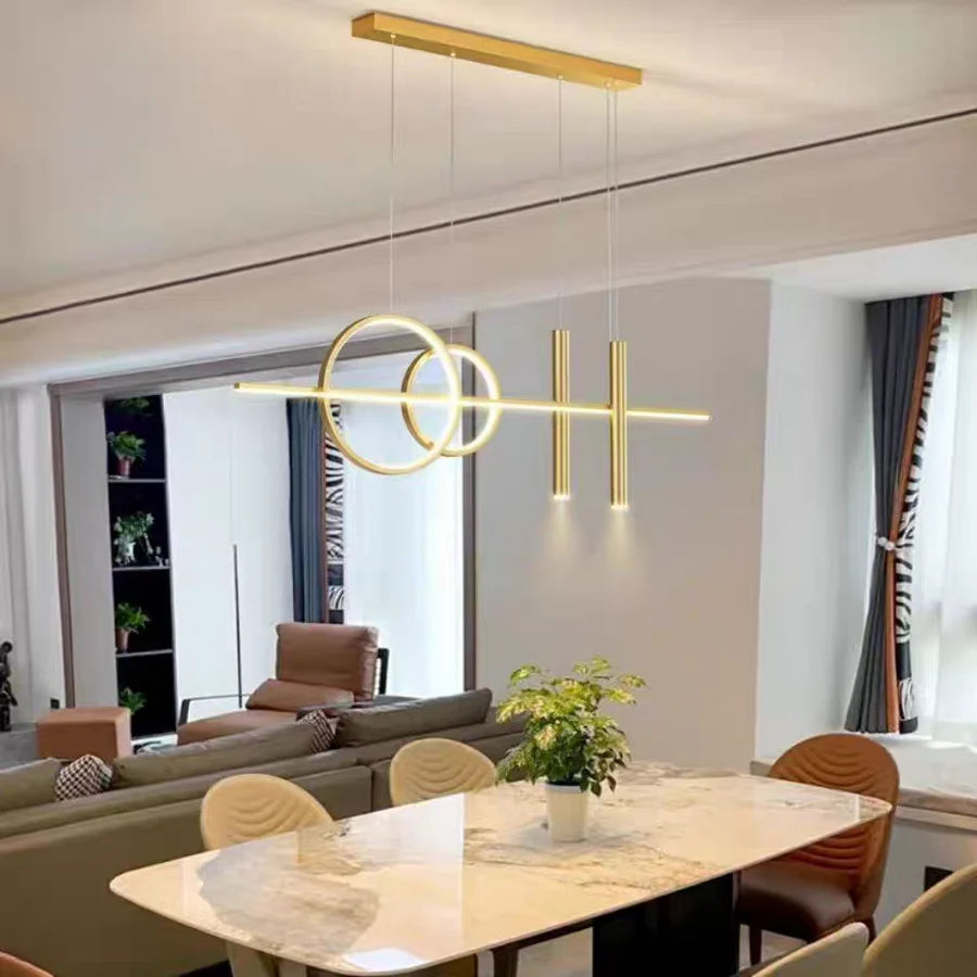 Nowoczesna lampa wisząca LED – geometryczny design, oświetlenie sufitowe do salonu i jadalni
