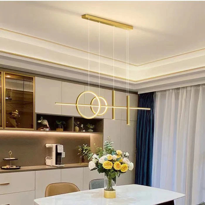 Nowoczesna lampa wisząca LED – geometryczny design, oświetlenie sufitowe do salonu i jadalni