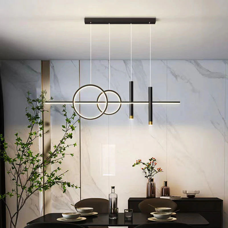 Nowoczesna lampa wisząca LED – geometryczny design, oświetlenie sufitowe do salonu i jadalni