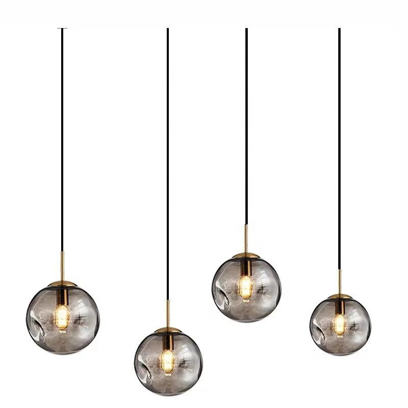 Designerska Lampa Wisząca z Kulistym Szklanym Kloszem