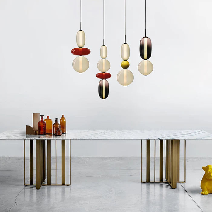 Lampa wisząca ze szkła kandyzowanego