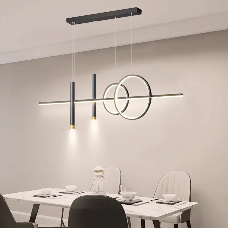 Nowoczesna lampa wisząca LED – geometryczny design, oświetlenie sufitowe do salonu i jadalni