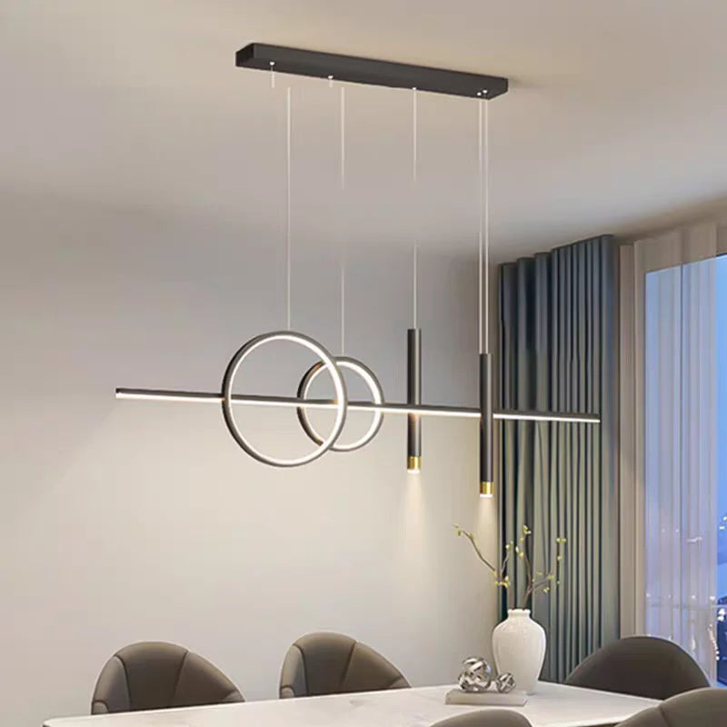 Nowoczesna lampa wisząca LED – geometryczny design, oświetlenie sufitowe do salonu i jadalni
