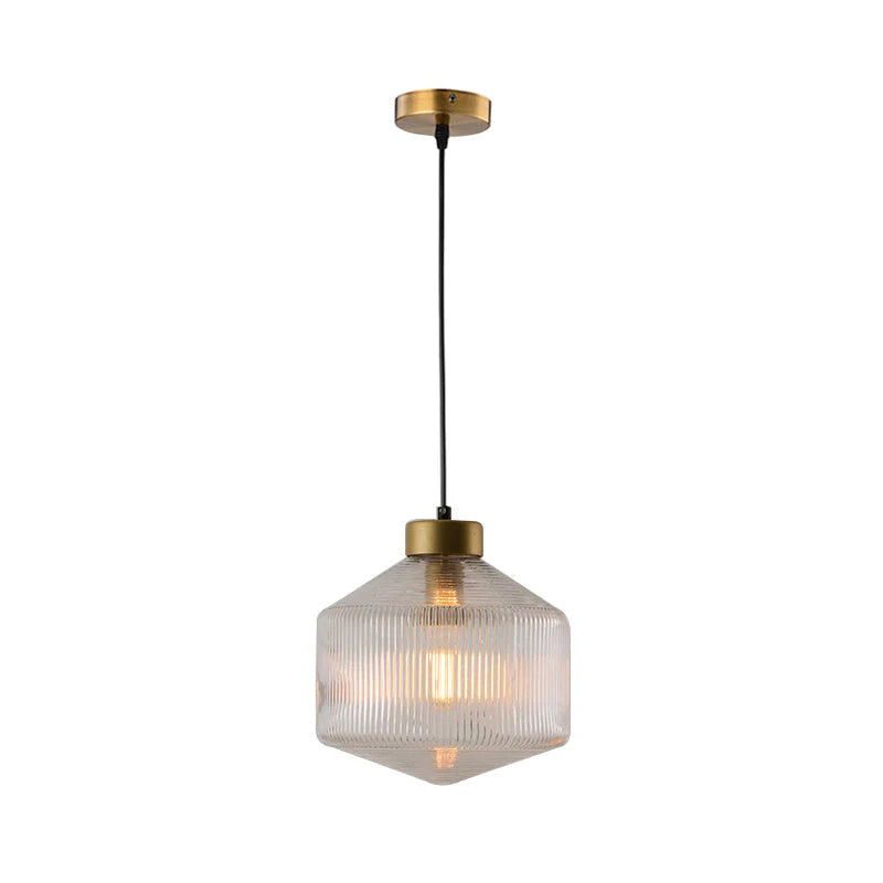 Elegancka szklana lampa wisząca z ryflowanym kloszem