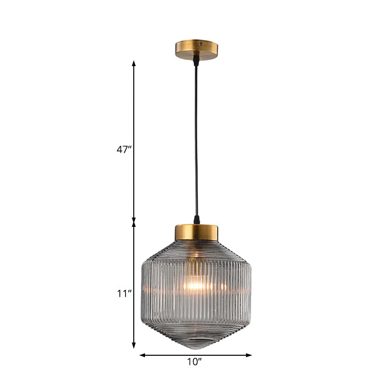 Elegancka szklana lampa wisząca z ryflowanym kloszem
