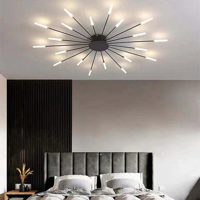 Nowoczesny żyrandol sufitowy LED - minimalistyczny design w stylu promieni słonecznych