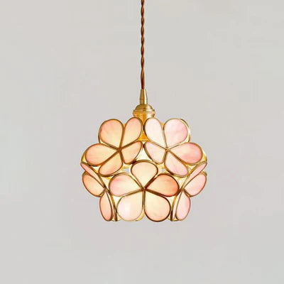 Artystyczna lampa wisząca w stylu witrażowym – kwiatowa elegancja