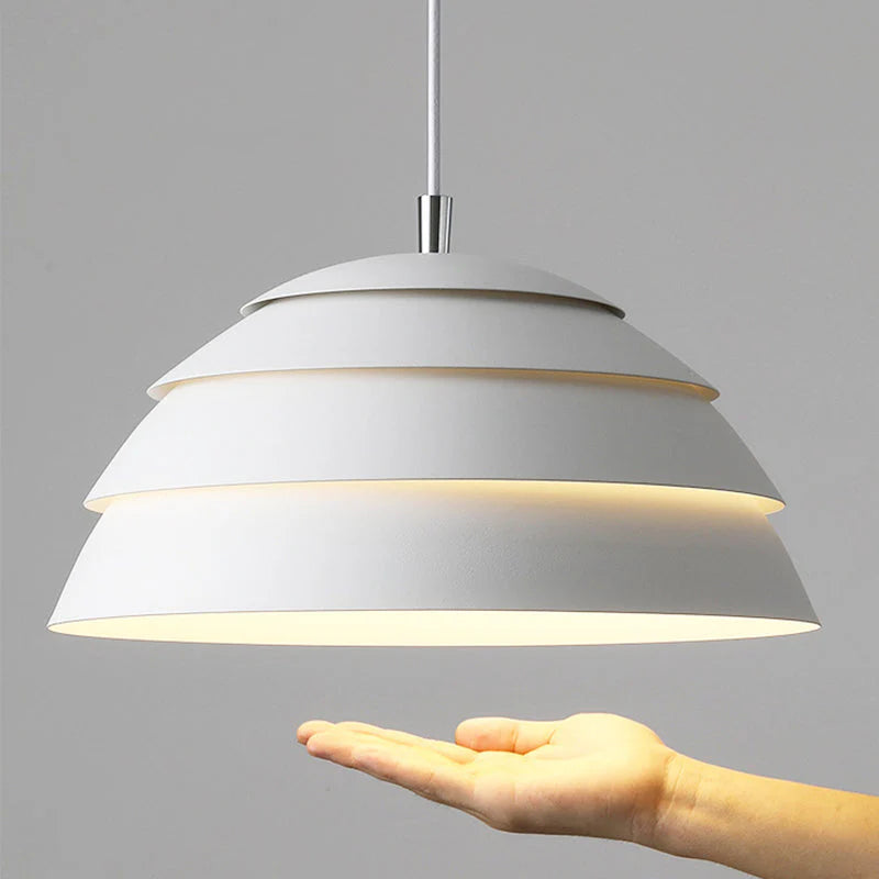 Nowoczesna lampa wisząca czarna metalowa „Warstwowa Kopuła” – styl industrialny loft LED