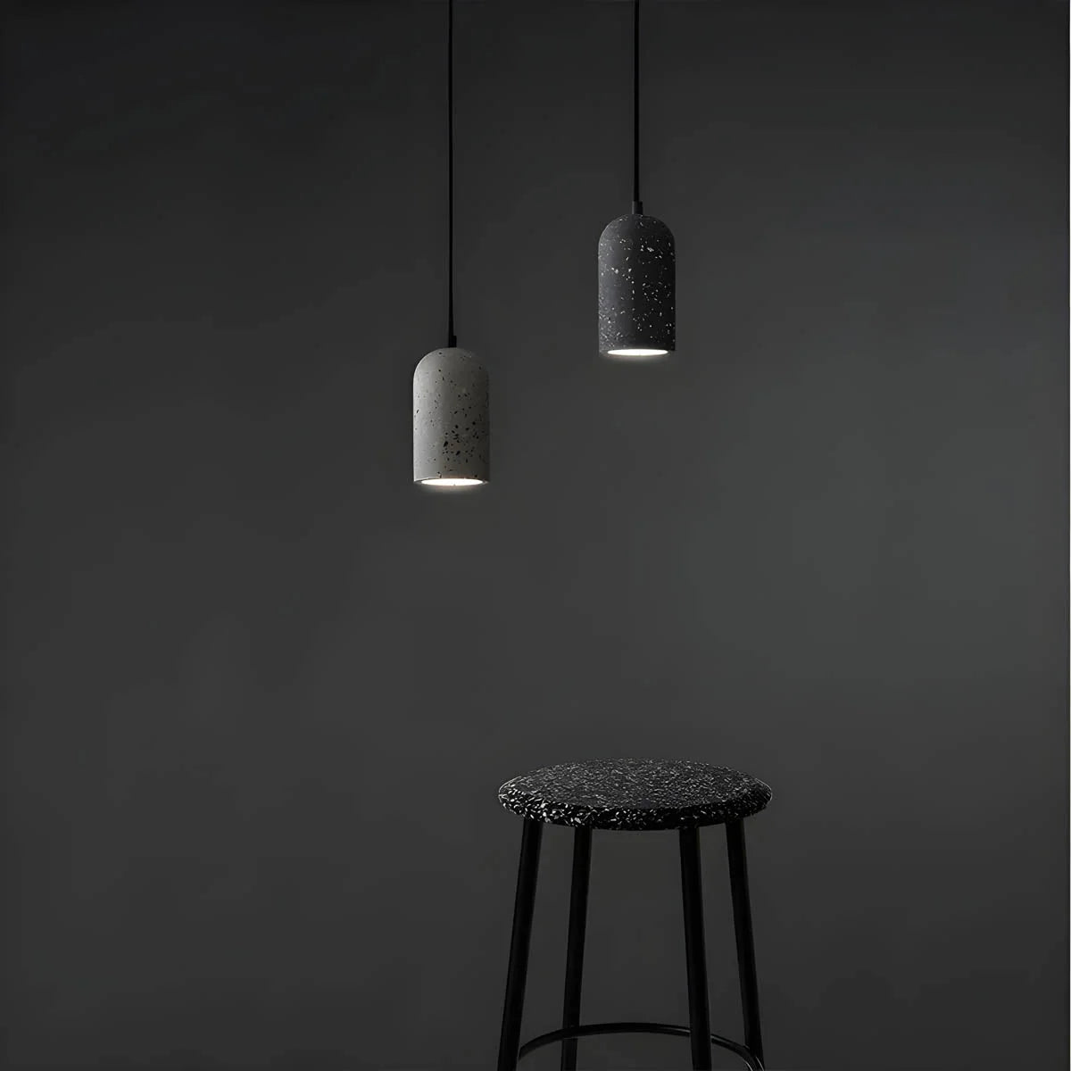 Industrialne Lampy Wiszące z Kloszem Betonowym / Terrazzo – Minimalistyczny Styl Loft