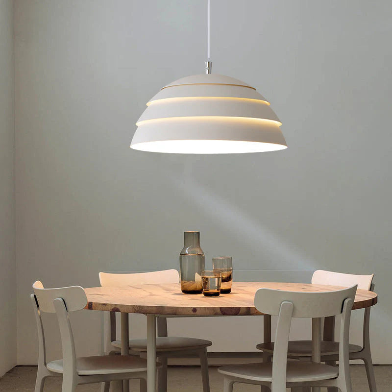 Nowoczesna lampa wisząca czarna metalowa „Warstwowa Kopuła” – styl industrialny loft LED