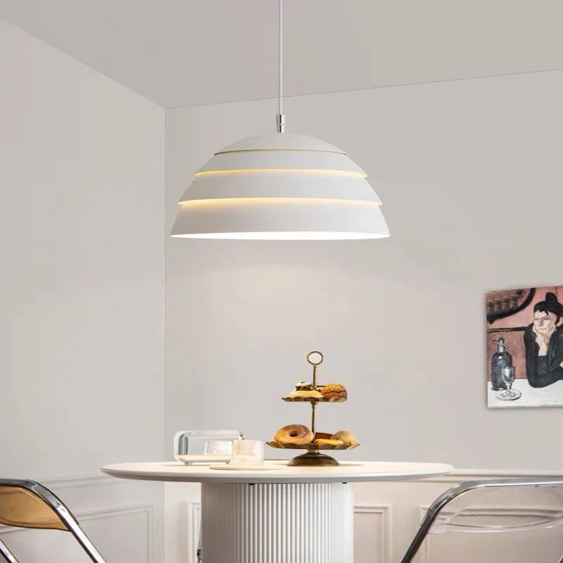 Nowoczesna lampa wisząca czarna metalowa „Warstwowa Kopuła” – styl industrialny loft LED