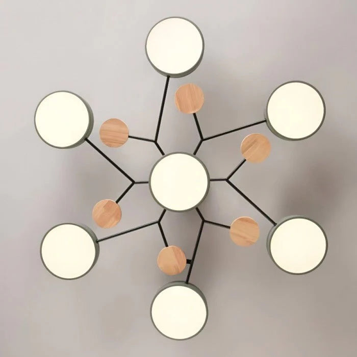 Nowoczesna lampa sufitowa LED wieloramienna – minimalistyczny design z drewnianymi akcentami