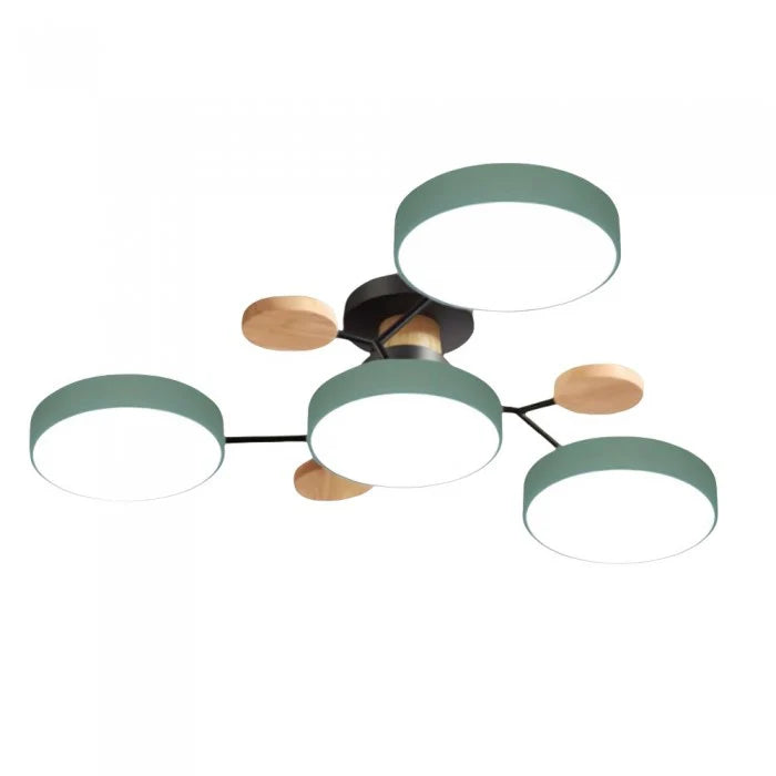 Nowoczesna lampa sufitowa LED wieloramienna – minimalistyczny design z drewnianymi akcentami