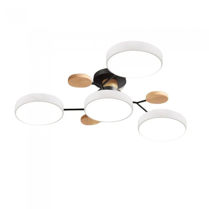 Nowoczesna lampa sufitowa LED wieloramienna – minimalistyczny design z drewnianymi akcentami