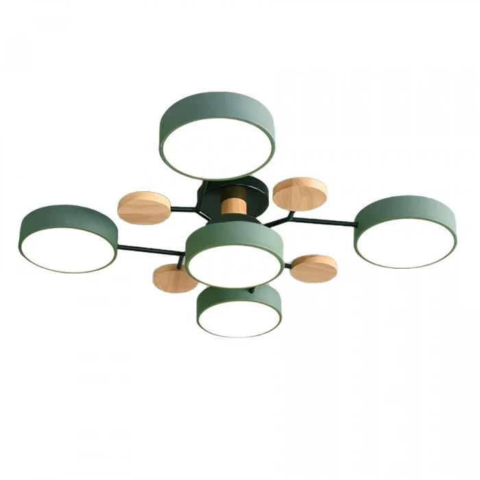 Nowoczesna lampa sufitowa LED wieloramienna – minimalistyczny design z drewnianymi akcentami