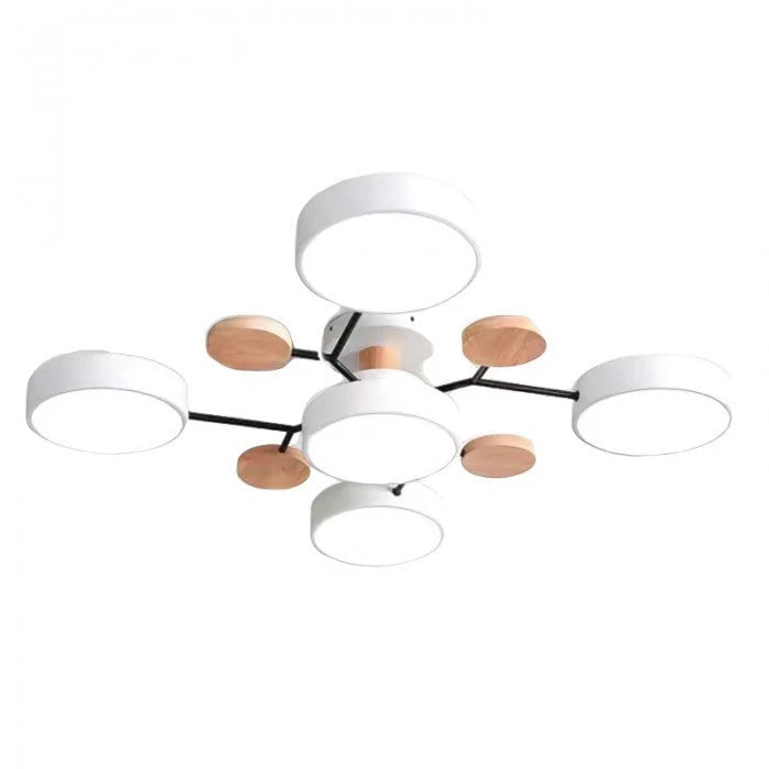 Nowoczesna lampa sufitowa LED wieloramienna – minimalistyczny design z drewnianymi akcentami