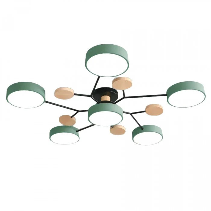 Nowoczesna lampa sufitowa LED wieloramienna – minimalistyczny design z drewnianymi akcentami