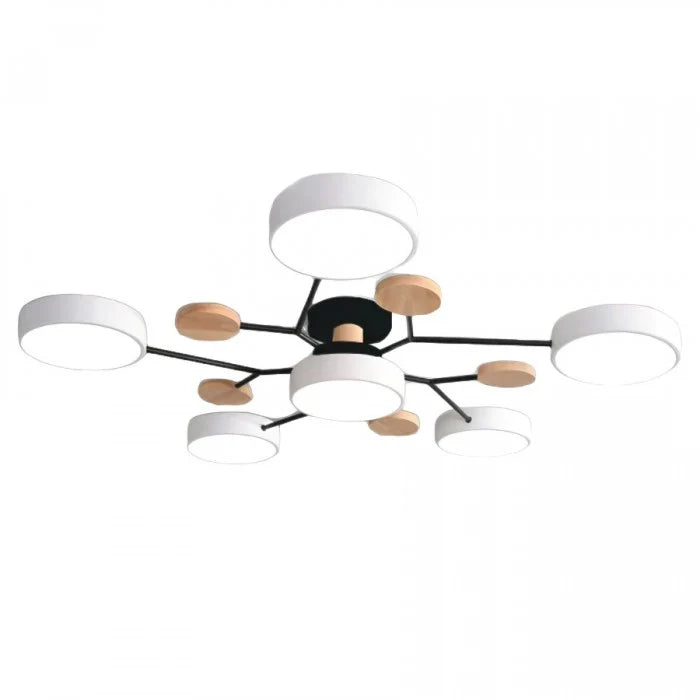 Nowoczesna lampa sufitowa LED wieloramienna – minimalistyczny design z drewnianymi akcentami