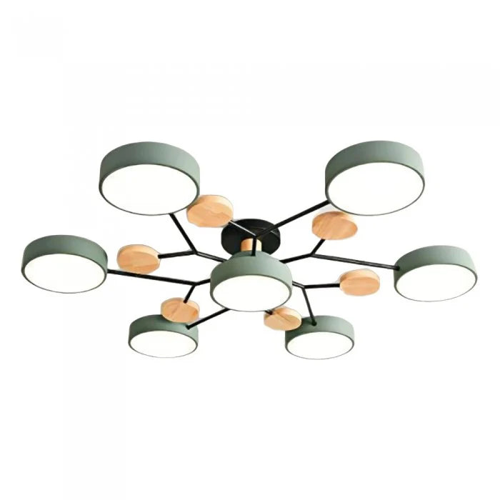 Nowoczesna lampa sufitowa LED wieloramienna – minimalistyczny design z drewnianymi akcentami