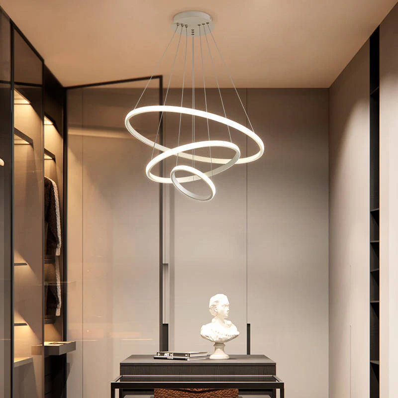 Designerska lampa wisząca LED żyrandol – nowoczesna forma pierścieni 3D