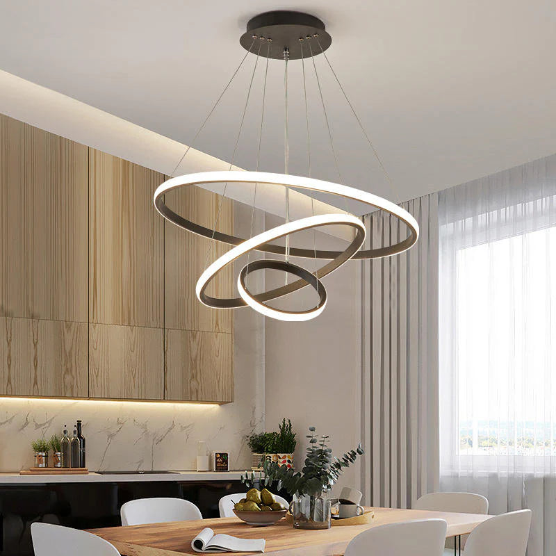 Designerska lampa wisząca LED żyrandol – nowoczesna forma pierścieni 3D