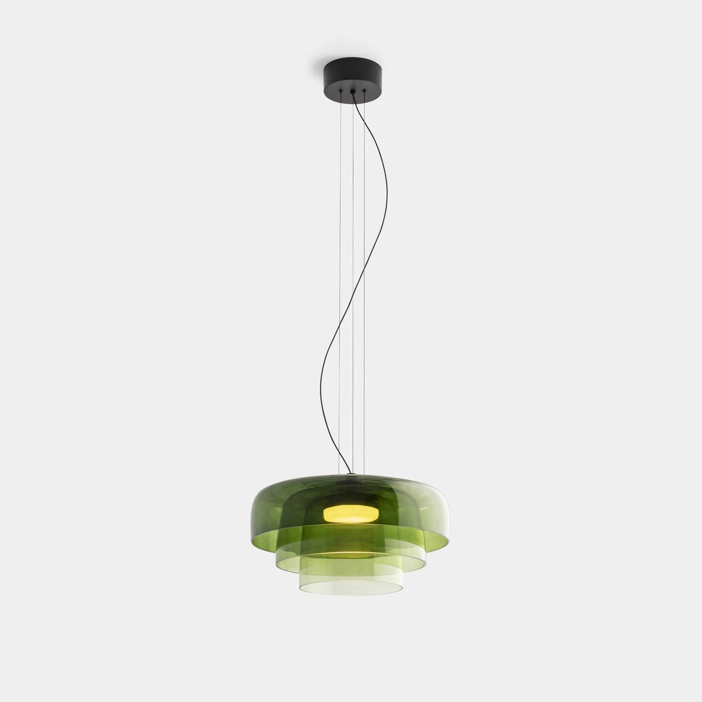 Nowoczesna szklana lampa wisząca z kloszem warstwowym – design inspirowany stylem retro