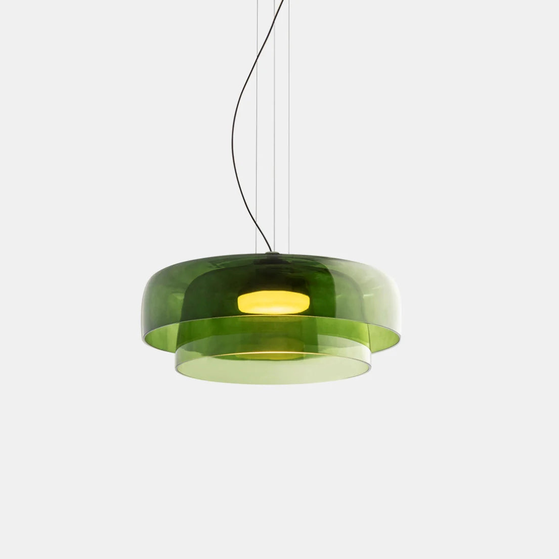 Nowoczesna szklana lampa wisząca z kloszem warstwowym – design inspirowany stylem retro