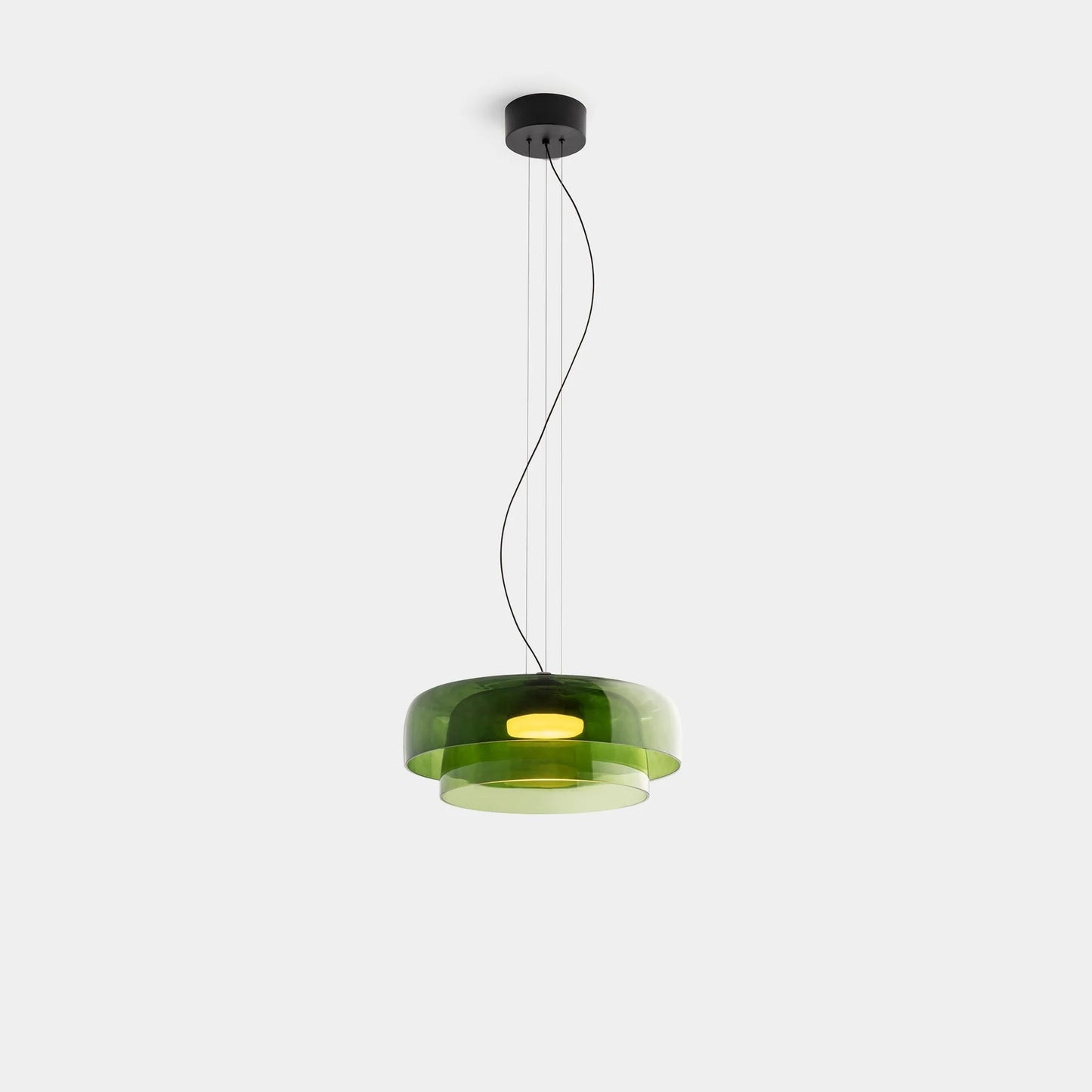 Nowoczesna szklana lampa wisząca z kloszem warstwowym – design inspirowany stylem retro