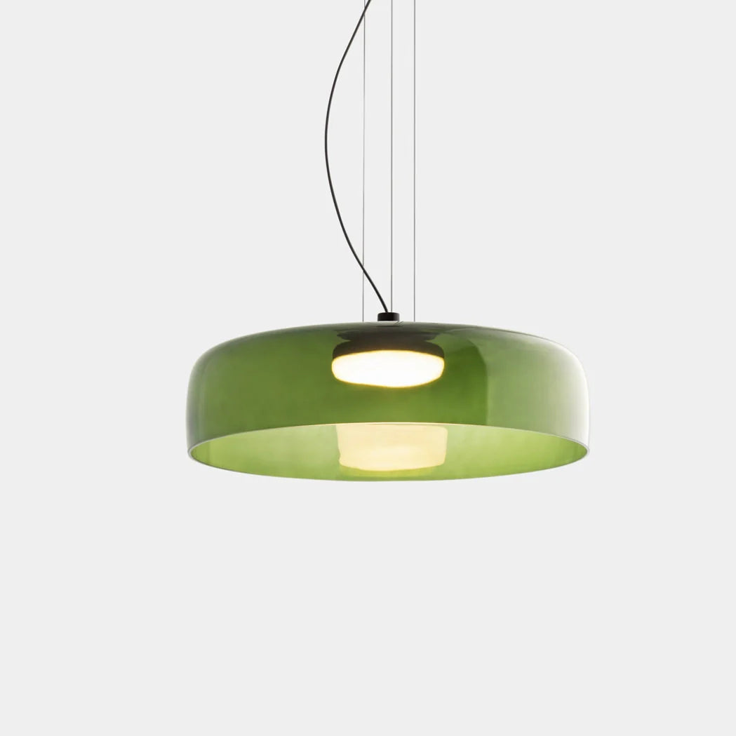 Nowoczesna szklana lampa wisząca z kloszem warstwowym – design inspirowany stylem retro