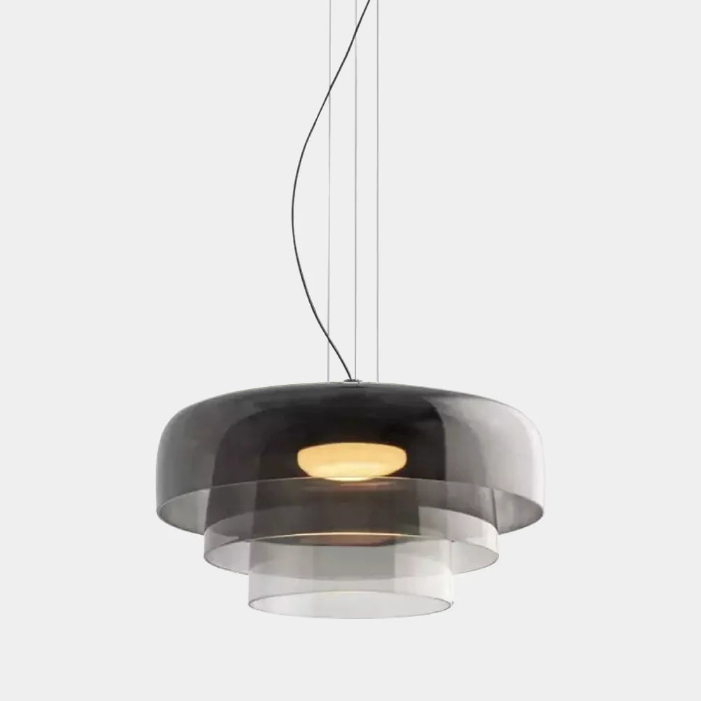 Nowoczesna szklana lampa wisząca z kloszem warstwowym – design inspirowany stylem retro