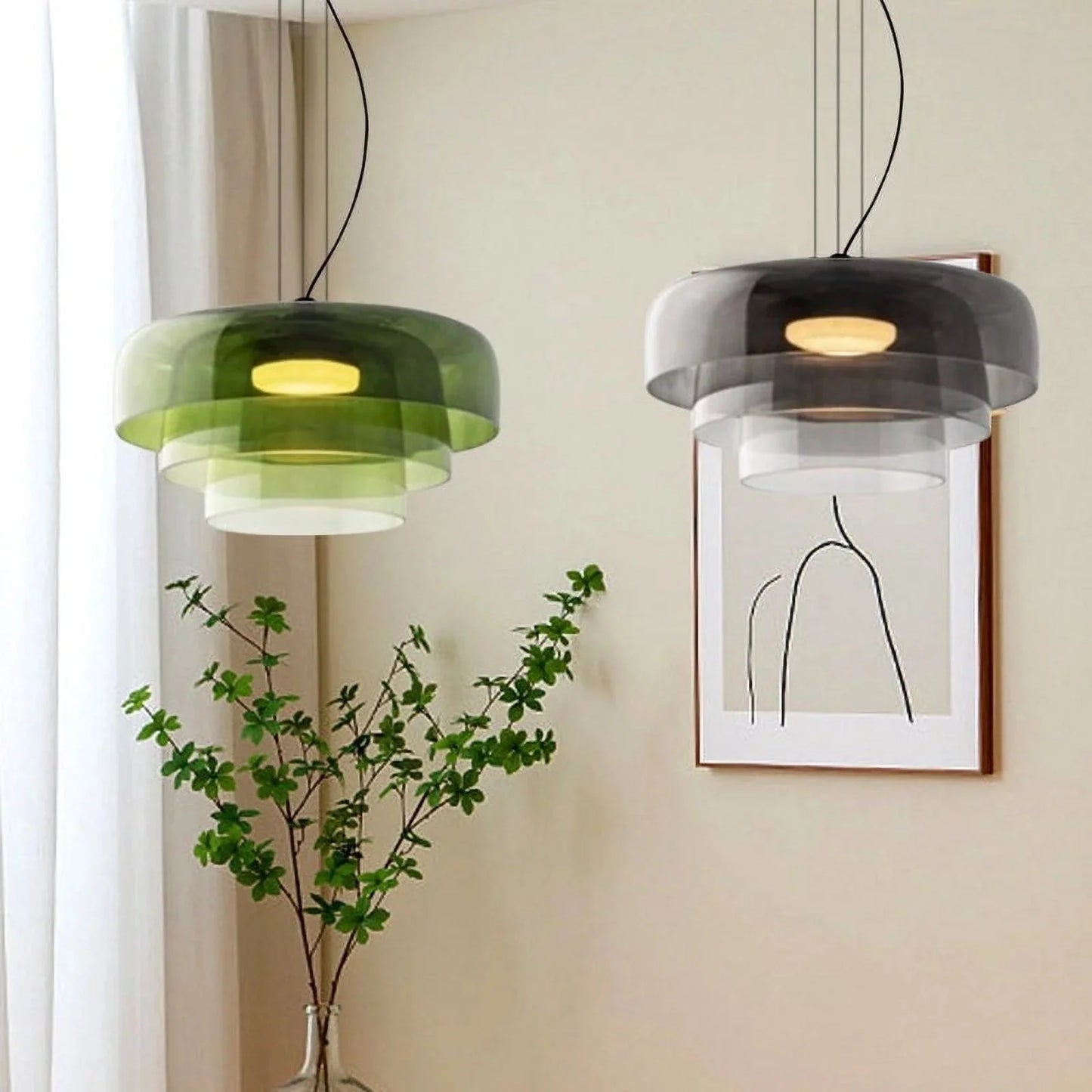 Nowoczesna szklana lampa wisząca z kloszem warstwowym – design inspirowany stylem retro