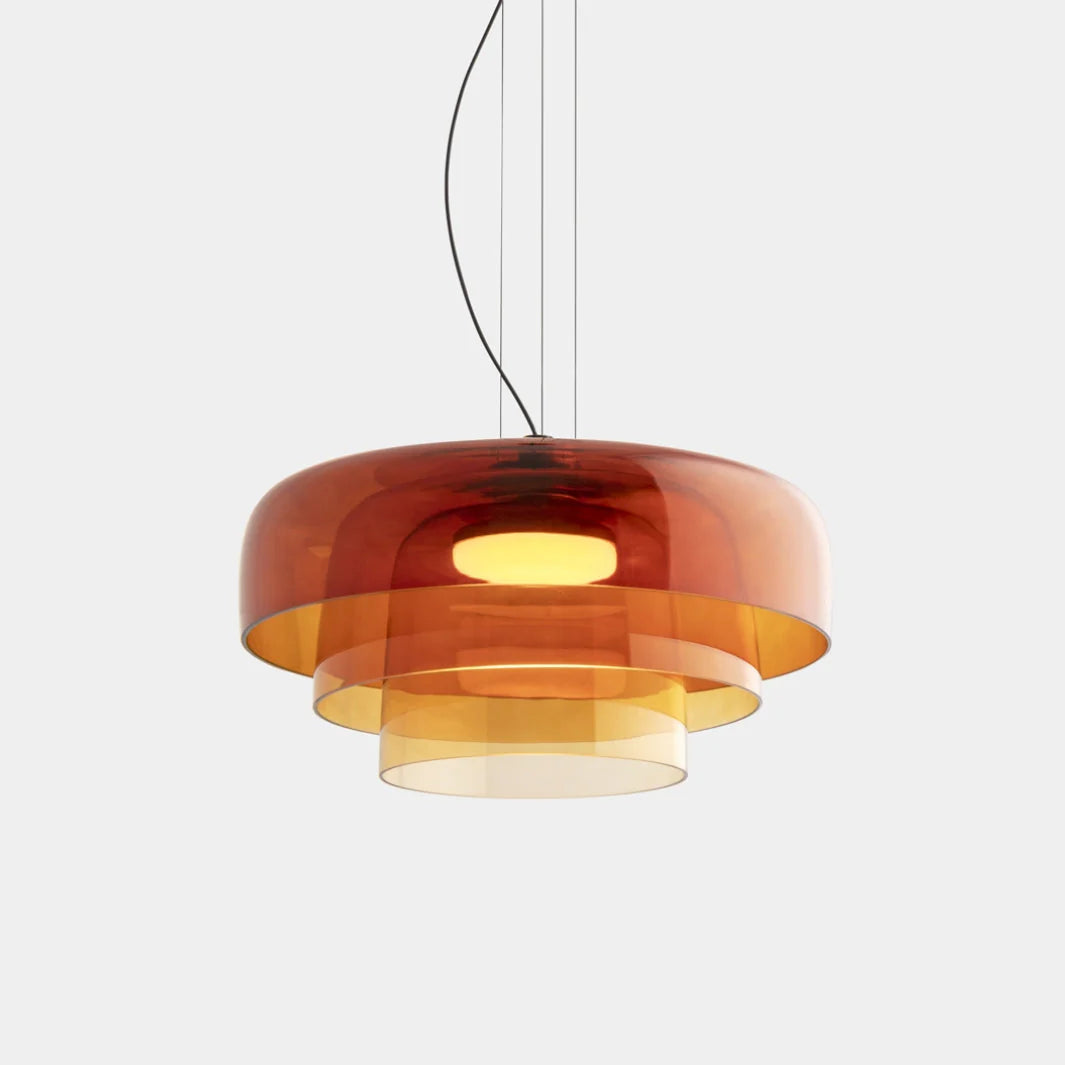 Nowoczesna szklana lampa wisząca z kloszem warstwowym – design inspirowany stylem retro