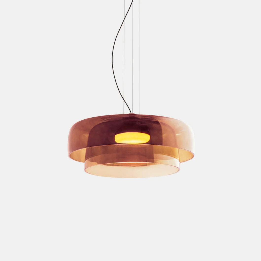 Nowoczesna szklana lampa wisząca z kloszem warstwowym – design inspirowany stylem retro