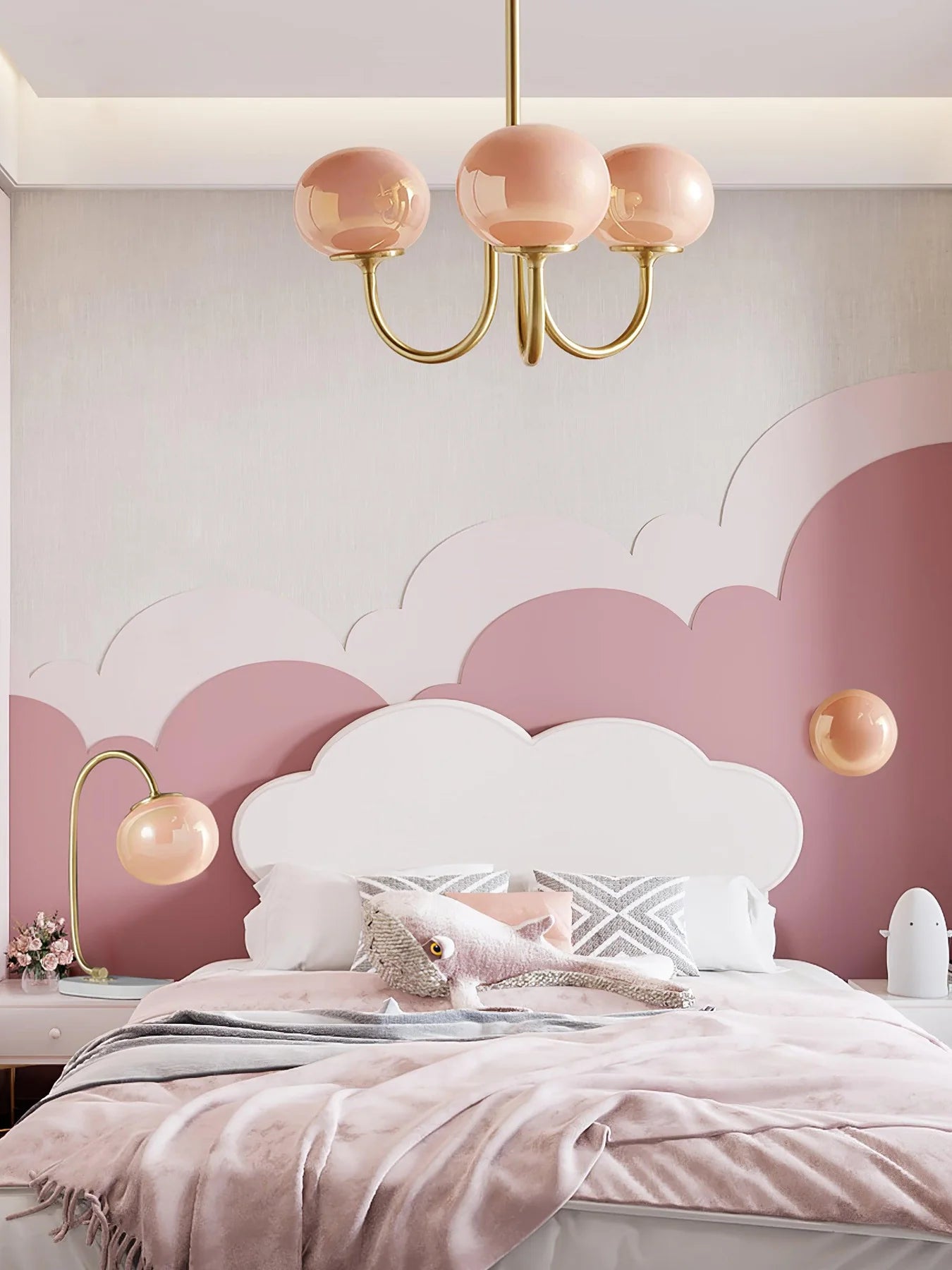 Lampa wisząca żyrandol w stylu retro glamour z kulistymi kloszami