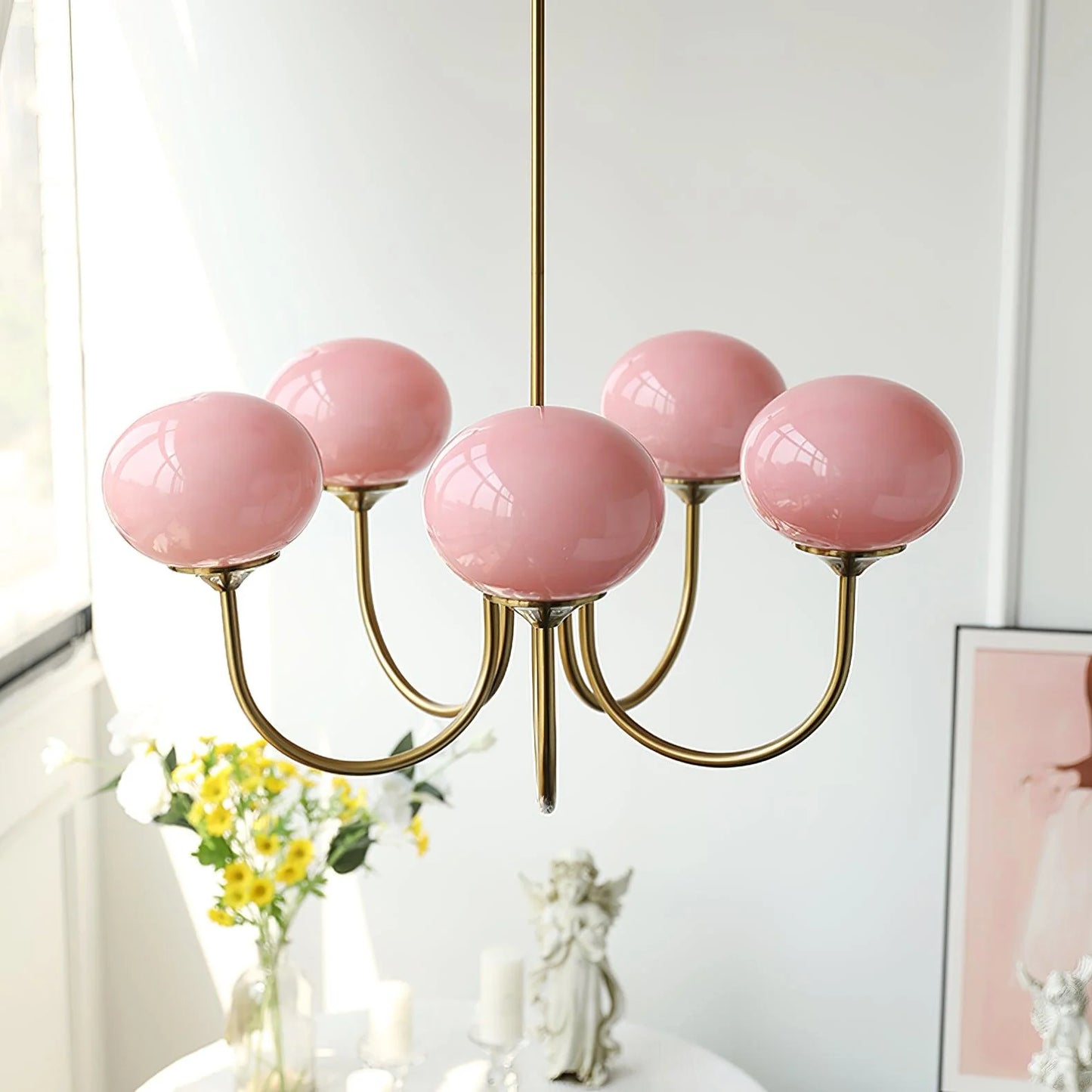 Lampa wisząca żyrandol w stylu retro glamour z kulistymi kloszami