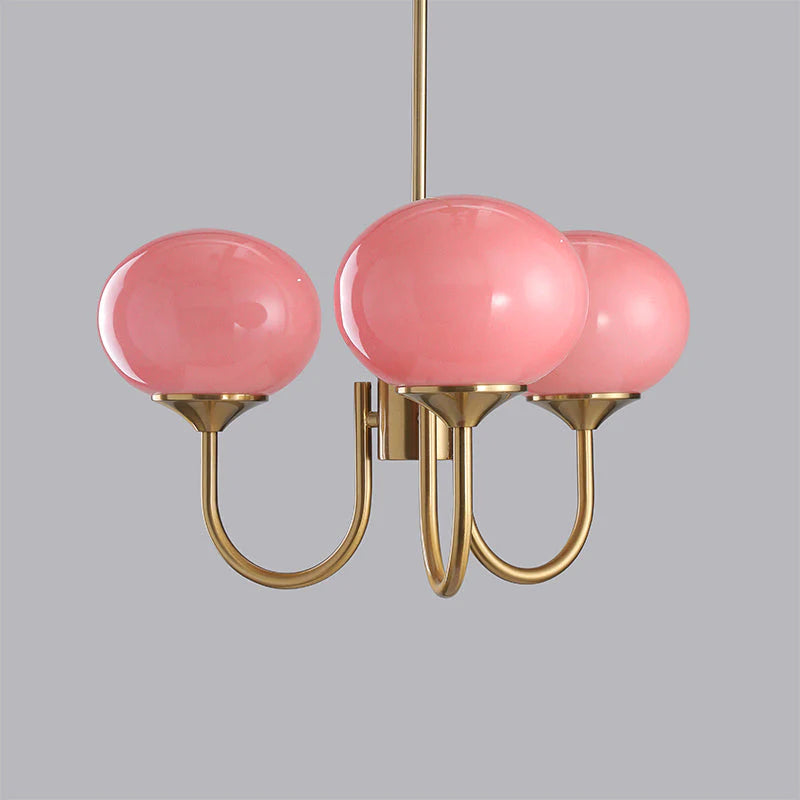 Lampa wisząca żyrandol w stylu retro glamour z kulistymi kloszami