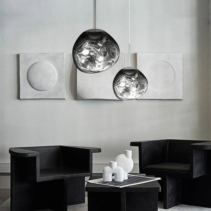 Designerska lampa wisząca topiona kula LED