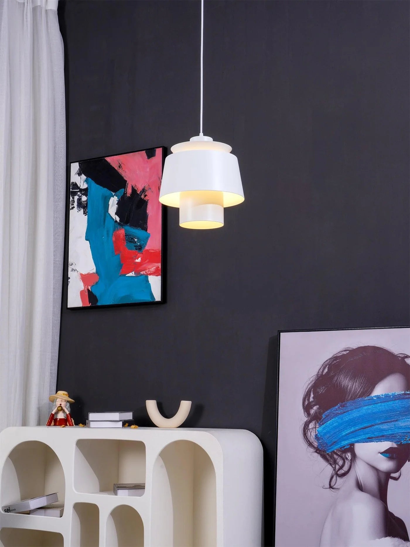 Nowoczesna lampa wisząca LED metalowy klosz designerskie oświetlenie do jadalni i salonu