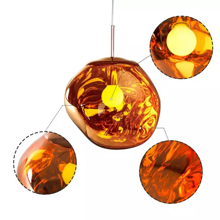 Designerska lampa wisząca topiona kula LED