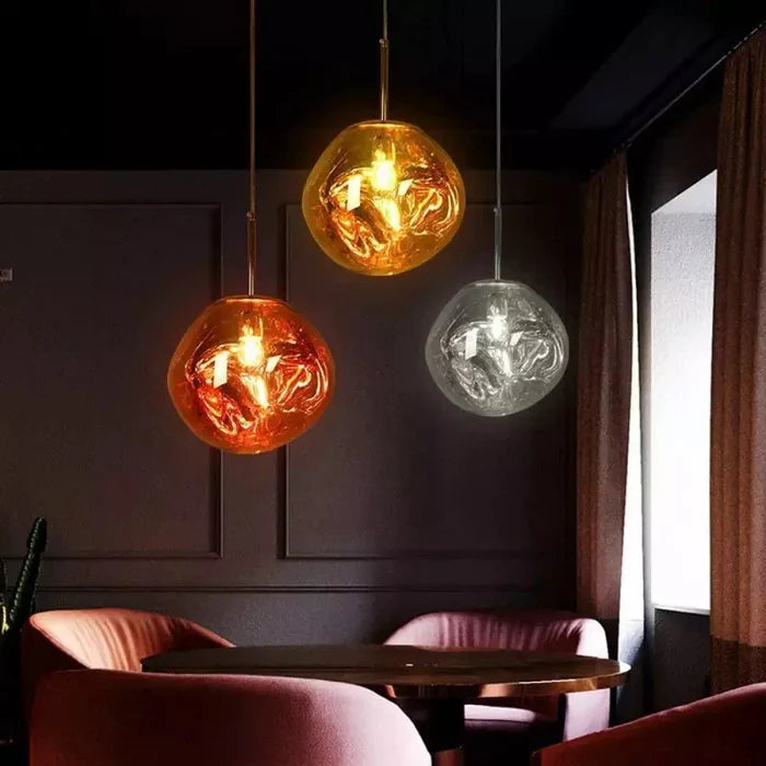 Designerska lampa wisząca topiona kula LED
