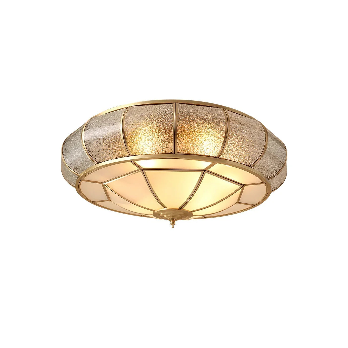 Klasyczna Lampa Sufitowa w Stylu Retro ze Szkłem i Mosiądzem