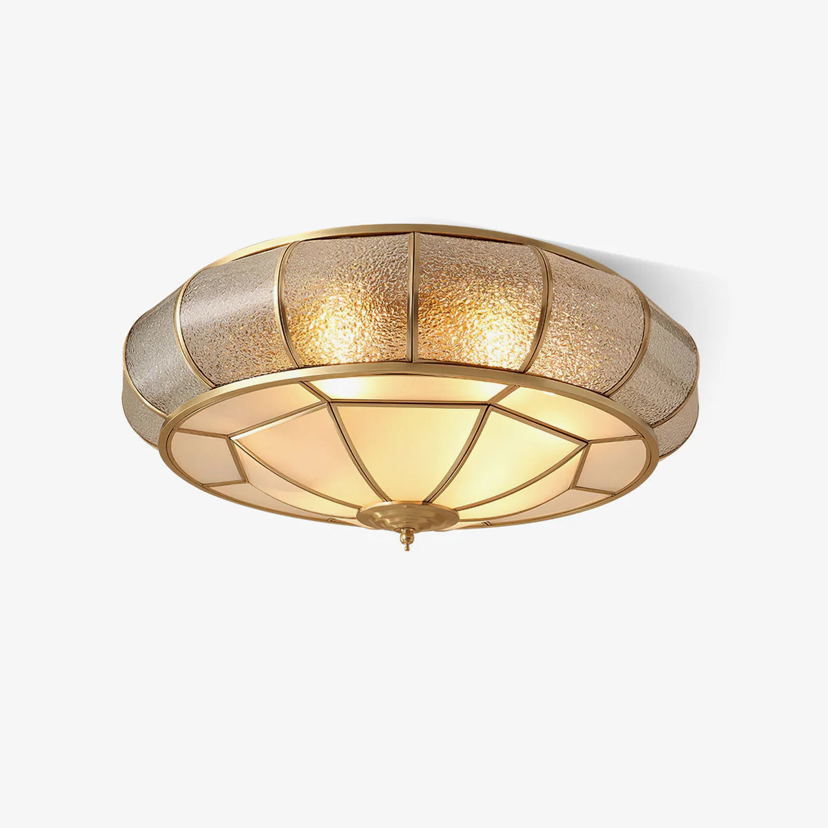 Klasyczna Lampa Sufitowa w Stylu Retro ze Szkłem i Mosiądzem