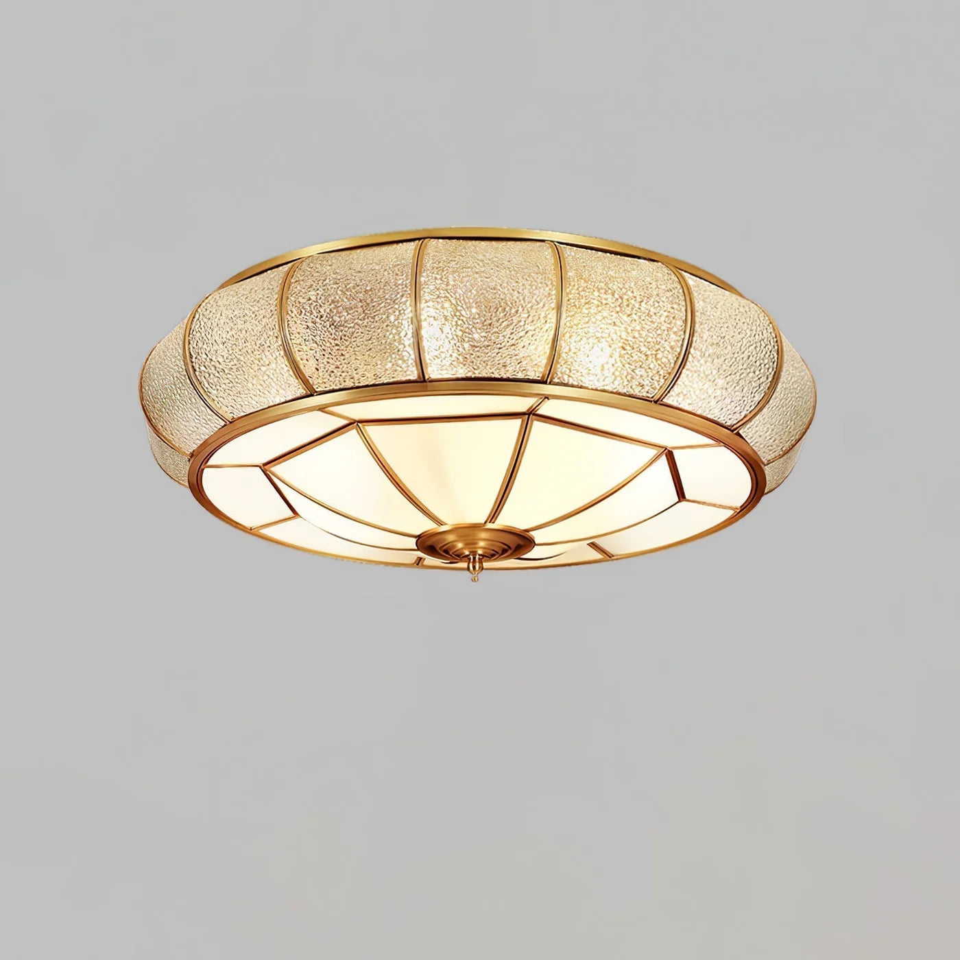 Klasyczna Lampa Sufitowa w Stylu Retro ze Szkłem i Mosiądzem