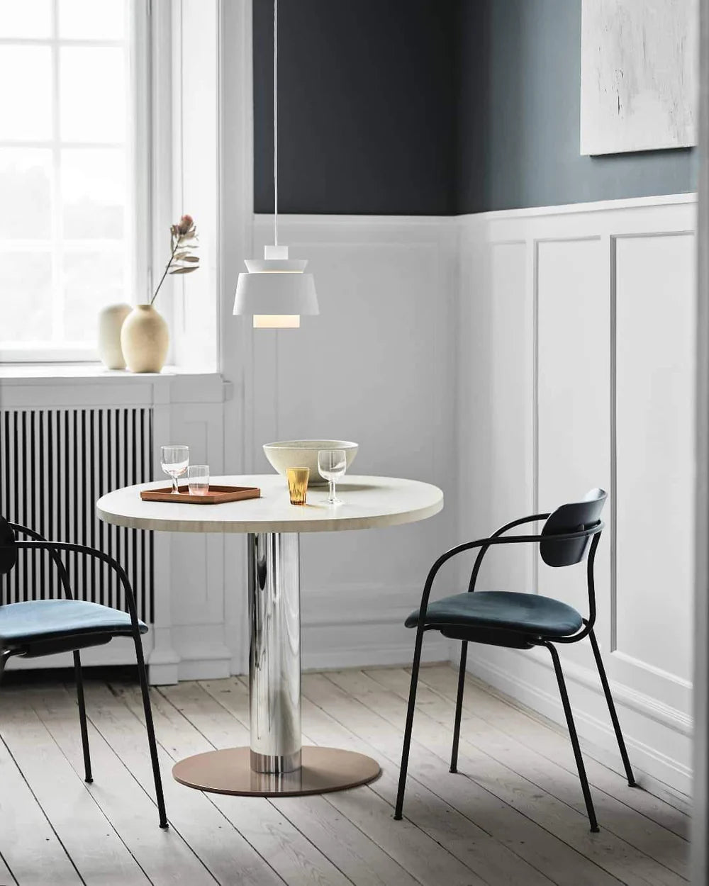 Nowoczesna lampa wisząca LED metalowy klosz designerskie oświetlenie do jadalni i salonu