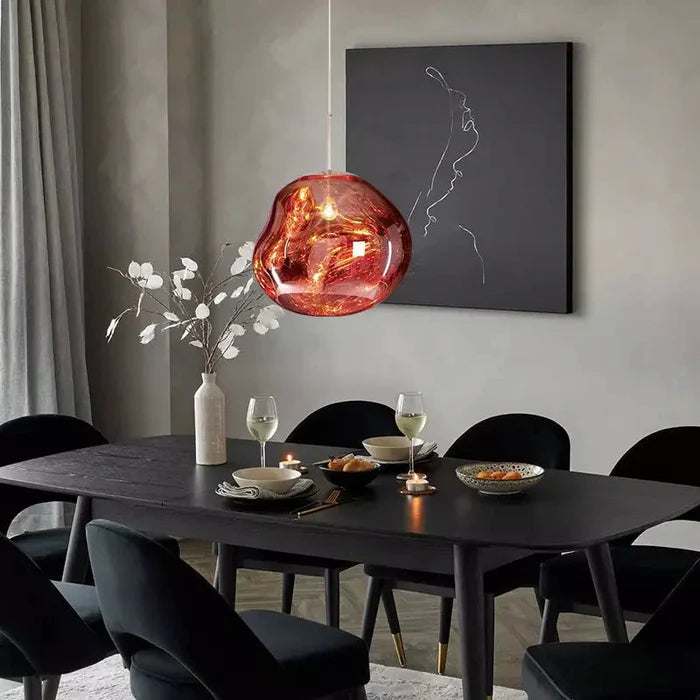 Designerska lampa wisząca topiona kula LED