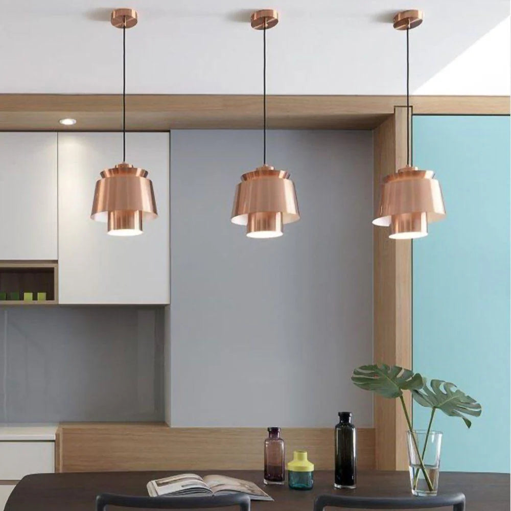 Nowoczesna lampa wisząca LED metalowy klosz designerskie oświetlenie do jadalni i salonu