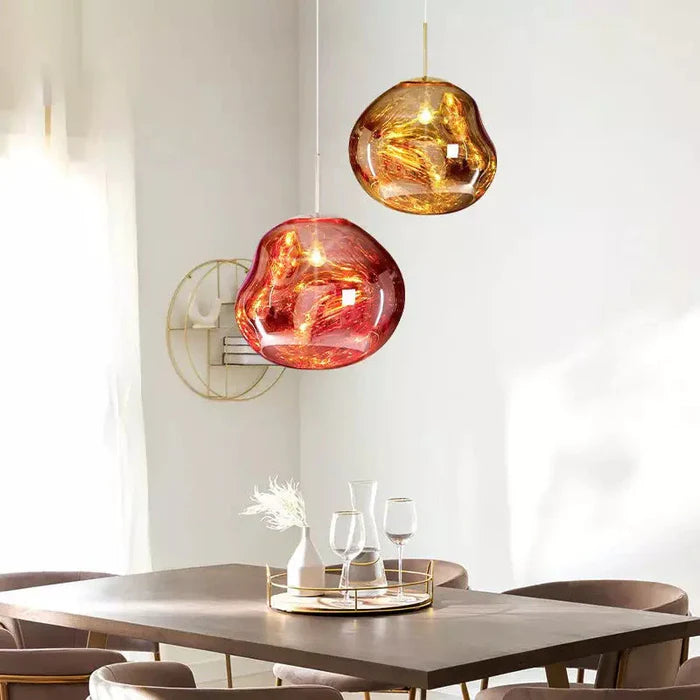 Designerska lampa wisząca topiona kula LED
