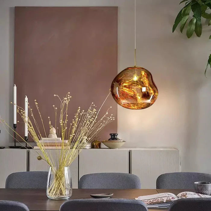 Designerska lampa wisząca topiona kula LED