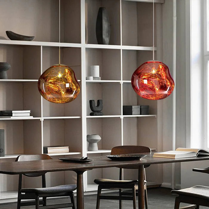 Designerska lampa wisząca topiona kula LED