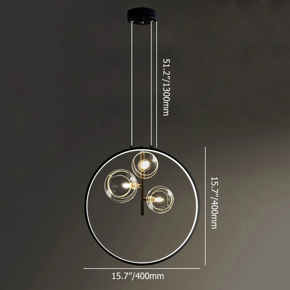 Nowoczesna lampa wisząca LED w formie okręgu z centralnym źródłem światła